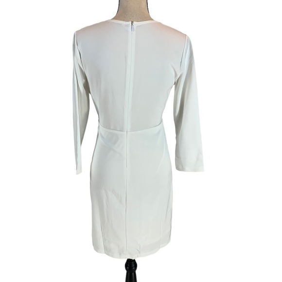 Fraiche by J Long Sleeve V-Neck Bodycon Dress - White - size Medium - Picture 3 of 8